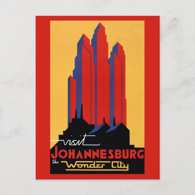 Johannesburg Vintage Travel Poster restauriert Postkarte (Vorderseite)