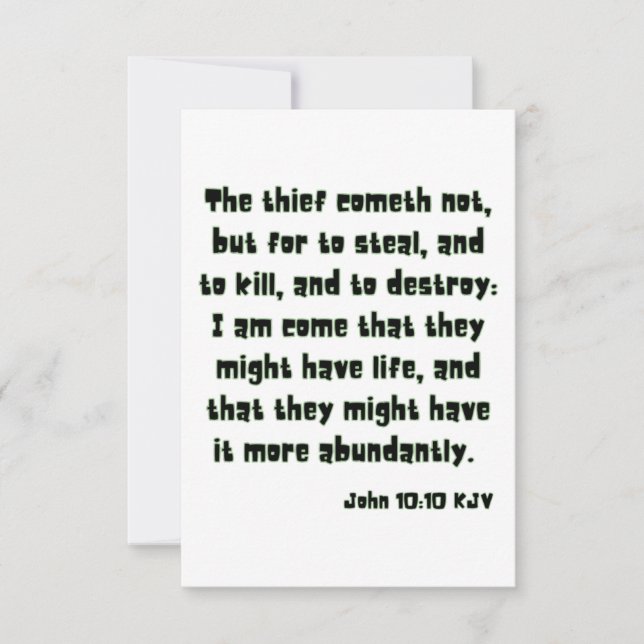 John 10:10 KJV Bible Scripture Gruß Karte (Vorderseite)