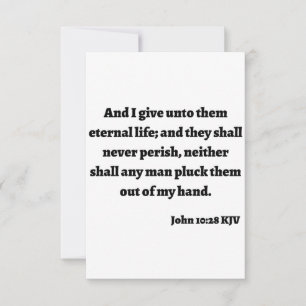 John 10:28 KJV Bible Verse Carte de voeux plat