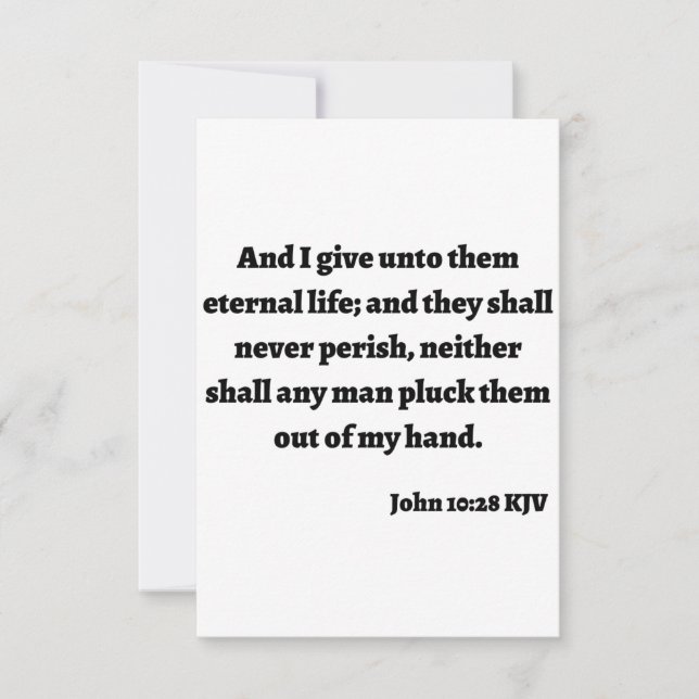 John 10:28 KJV Bible Verse Flat Greeting Card Karte (Vorderseite)