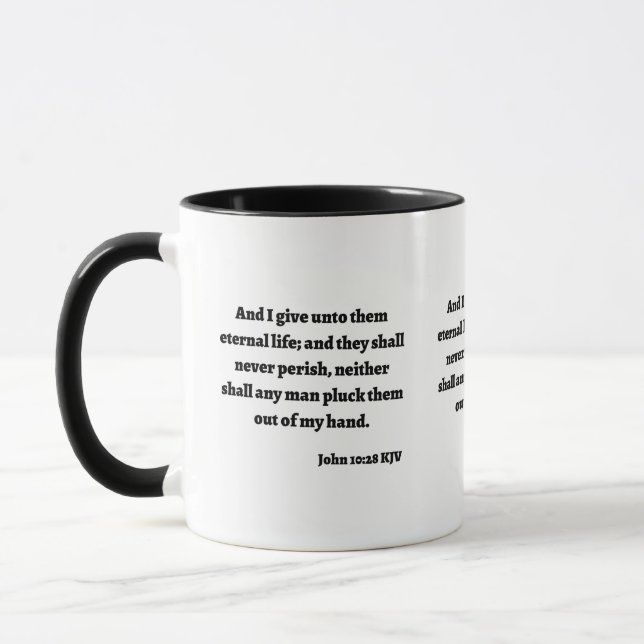 John 10:28 KJV Bible Verse Zwei-Tone-Tasse Tasse (Links)