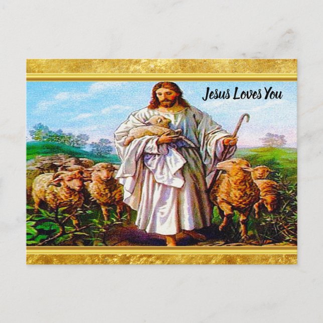 John 10:7-21 Ich bin der gute Hirte Postkarte (Vorderseite)