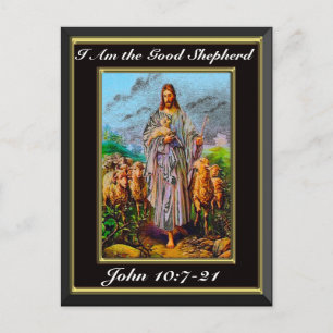 John 10:7-21 Ich bin der gute Hirte schwarzen Rahm Postkarte