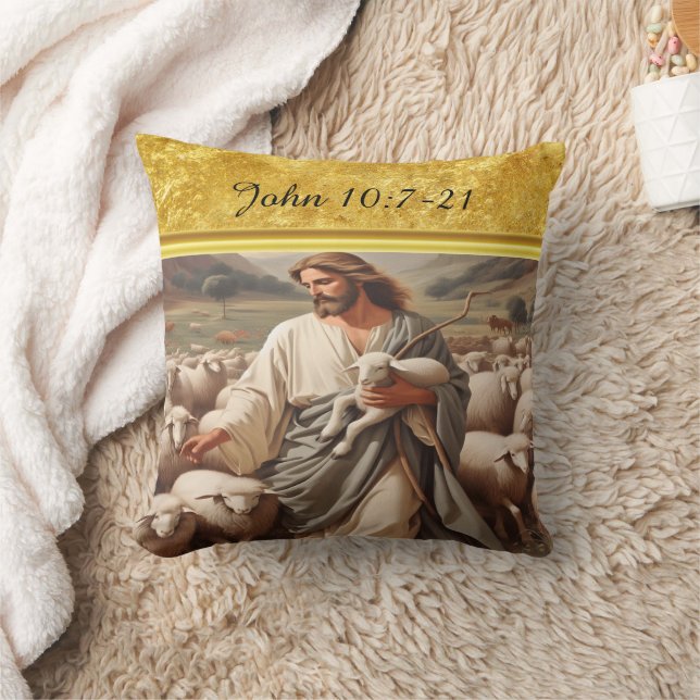 John 10:7 Faithful Shepherd Art Kissen (Decke)