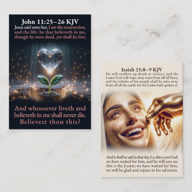 John 11:25–26 and John 11:25–26 KJV Card Box Visitenkarte (Vorne/Hinten)