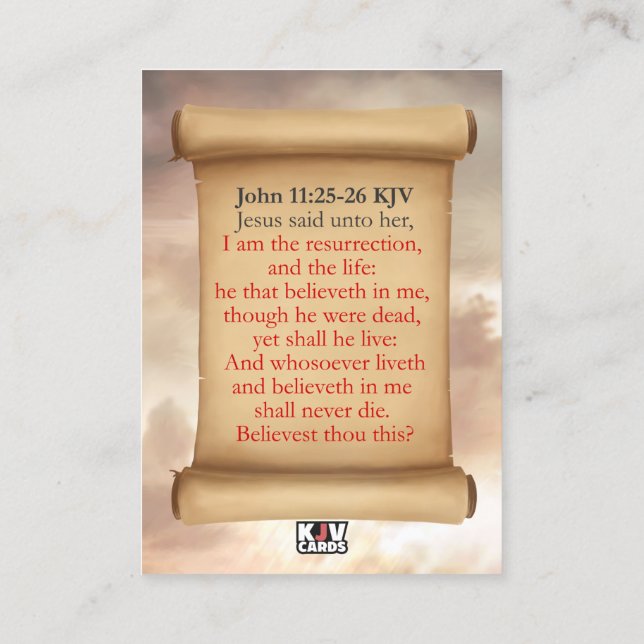 John 11:25-26 KJV Cards Visitenkarte (Rückseite)