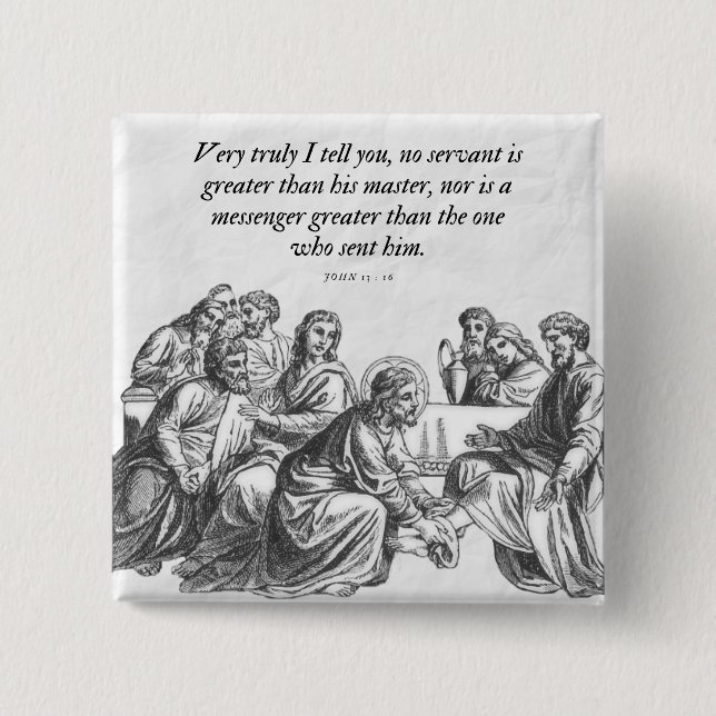 John 13:16 Jesus & 12 Jünger Christliche Bibel Button (Vorderseite)