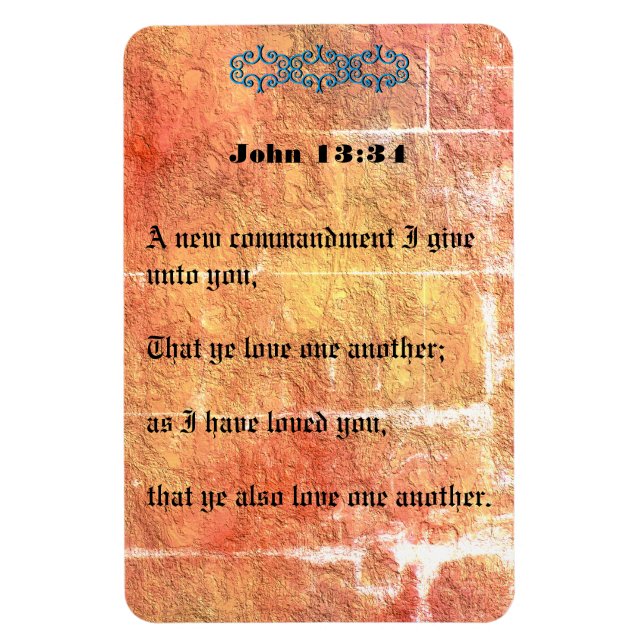 John 13:34 Bronze Red Texture Liebe einander Magnet (Vertikal)
