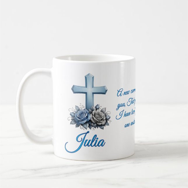 John 13:34 Personalized Rose Coffee Mug (Gauche)