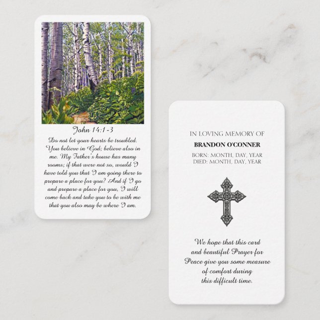 John 14:1-3 Carte de sympathie funéraire (Devant / Derrière)