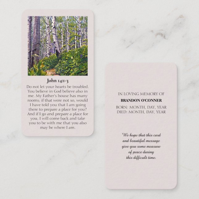 John 14:1-3 Carte de sympathie personnalisable (Devant / Derrière)