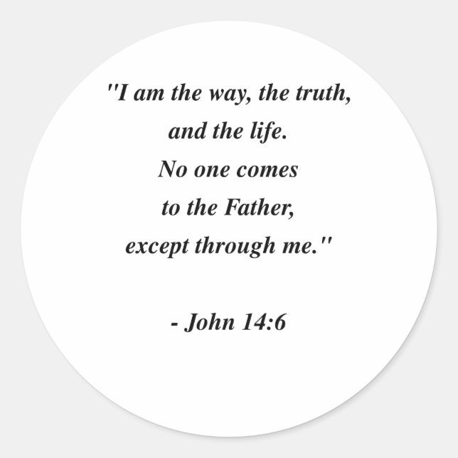 JOHN 14:6 RUNDER AUFKLEBER (Vorderseite)
