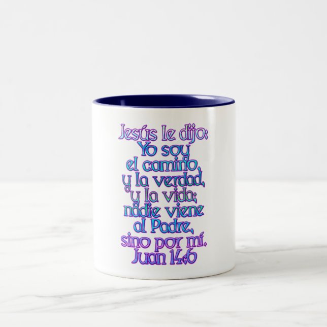 John 14:6 Spanisch Zweifarbige Tasse (Mittel)