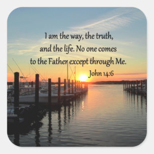 JOHN 14:6 SUNSET FOTO DESIGN QUADRATISCHER AUFKLEBER