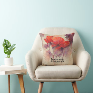 John 15:12 Liebe One Another Bible Verse Red Flora Kissen