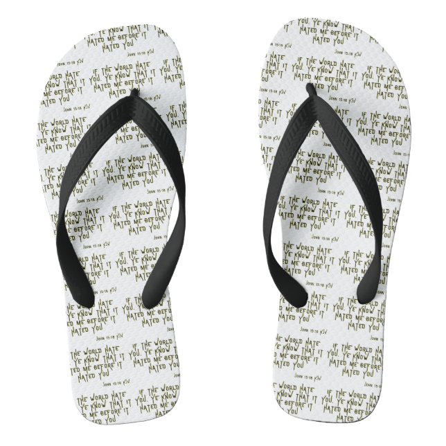 John 15:18 KJV Bible Scripture Verse All-Over Flip Flops (Fußbett)