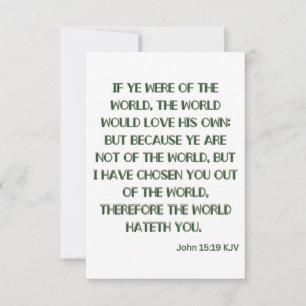 John 15:19 KJV Bible Verse Flat Greeting Card Karte