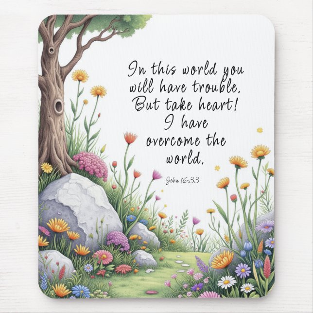 John 16:33 Bible Verse Image Poster Mousepad (Vorne)