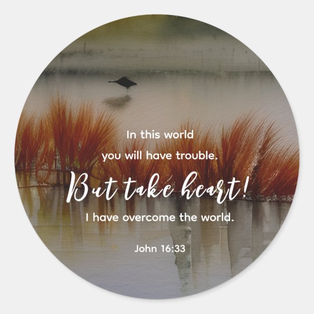 John 16:33 Ich habe Überwindung der Bibel Verse Ch Runder Aufkleber (Vorderseite)