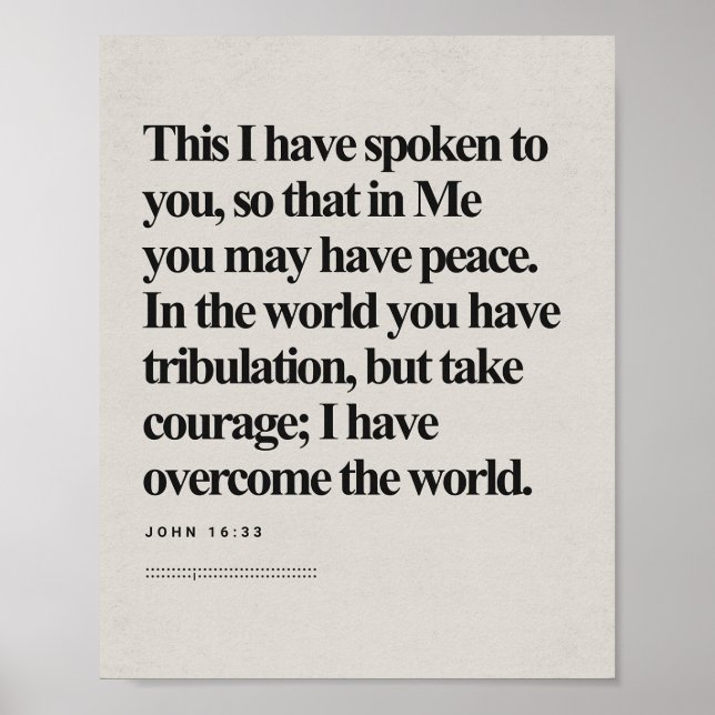 John 16:33 - Jesus Peace and Victory Bible Poster (Vorne)