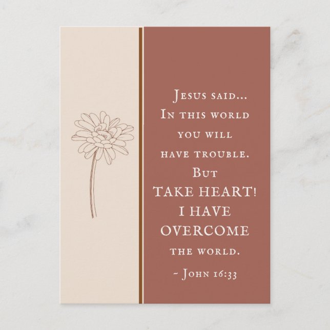 John 16:33 Nimm das Herz! Ich habe die Welt überwu Postkarte (Vorderseite)