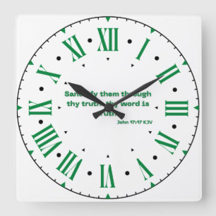 John 17:17 KJV Bible Verse Roman Numeral Quadratische Wanduhr