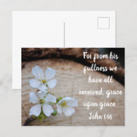 John 1:16 Wilde Kirsche Blume Postkarte
