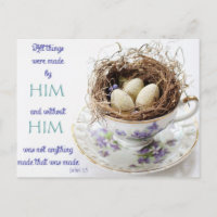 John 1:3 Scripting Bird Nest Postcard