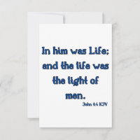 John 1:4 KJV Bible Verse Carte de voeux plat