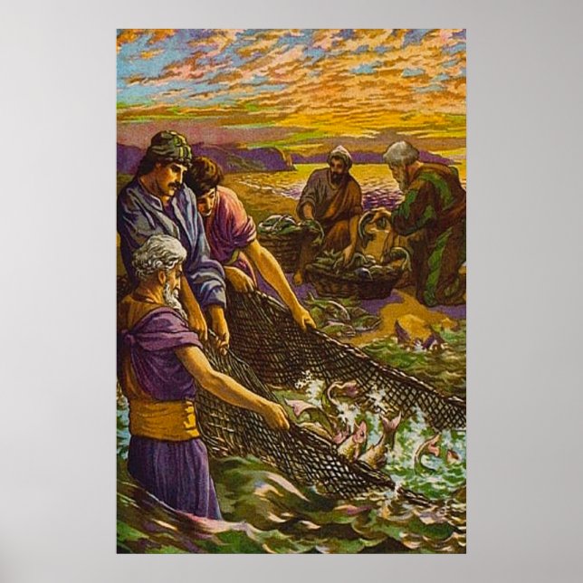 John 21:1-14 La prise de 153 Poisson poster (Devant)