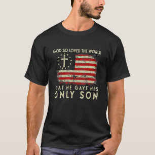 John 316 Christlich Cross Bible Christlich US Flag T-Shirt
