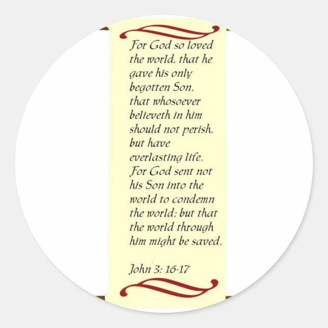John 3:16-17 Aufkleber (Vorderseite)