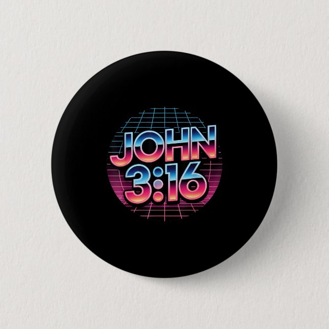 John 3_16 80er Retro Christlicher Glaube Design  Button (Vorderseite)