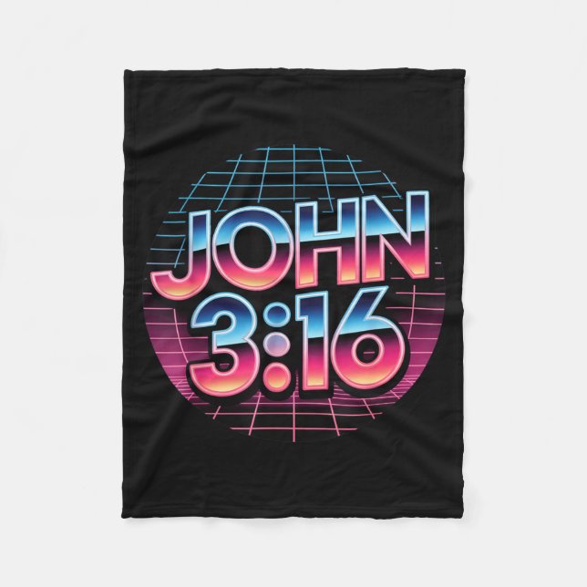 John 3_16 80s Retro Christian Faith Design  Fleecedecke (Vorderseite)