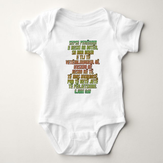 John 3:16 Albanisch Baby Strampler (Vorderseite)