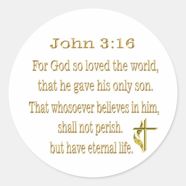 John 3:16 Artikel Runder Aufkleber (Vorderseite)