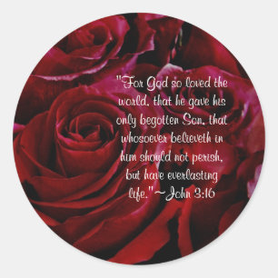 John 3:16 autocollant de roses rouges