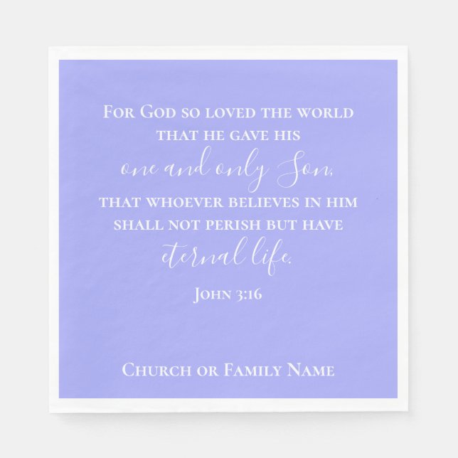 John 3:16 | Benutzerdefinierter Text Lila Religiös Serviette (Vorderseite)