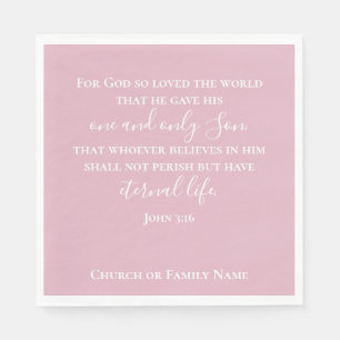 John 3:16 Benutzerdefinierter Text Pink Christli Serviette