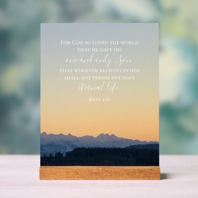 John 3:16 Benutzerdefinierter Text | Schweizer Alp Acrylschild (Neutral)