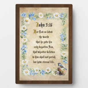 John 3:16 Bibel-Zitat-Tischplakette mit Staffelei Fotoplatte