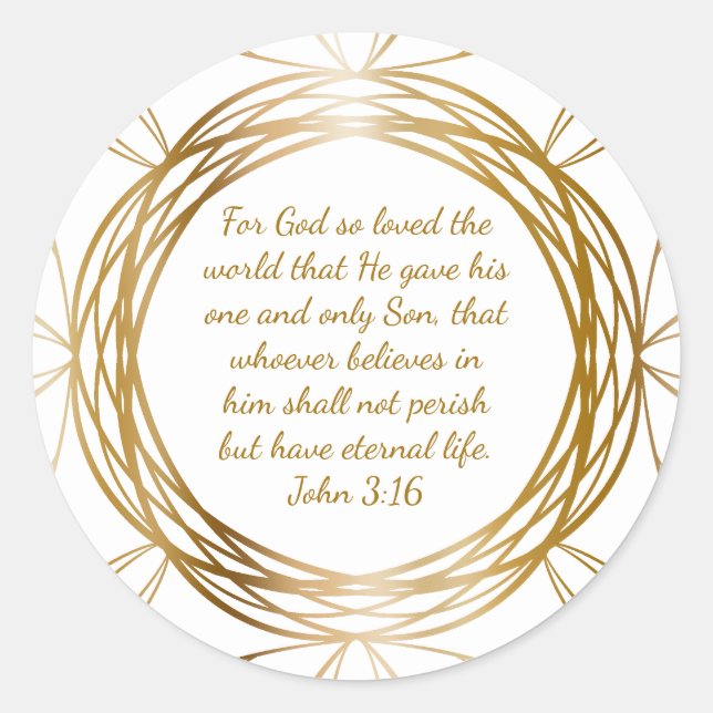 John 3:16 Bibelschrift Anpassen Gold Weihnachten Runder Aufkleber (Vorderseite)