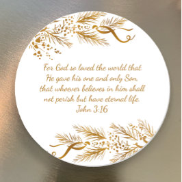 John 3:16 Bibelschrift Elegant Golden Christmas Runder Aufkleber