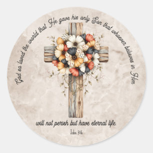 John 3:16 Bibelvers Klassischer Rund Sticker