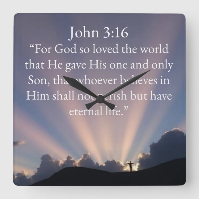 John 3:16 Bibelvers Wanduhr (Vorderseite)