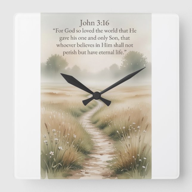 John 3:16 Bibelvers Wanduhr (Vorderseite)