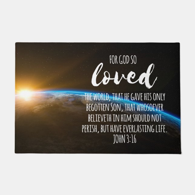 John 3:16 Bibelverse Christlich Fußmatte (Vorderseite)