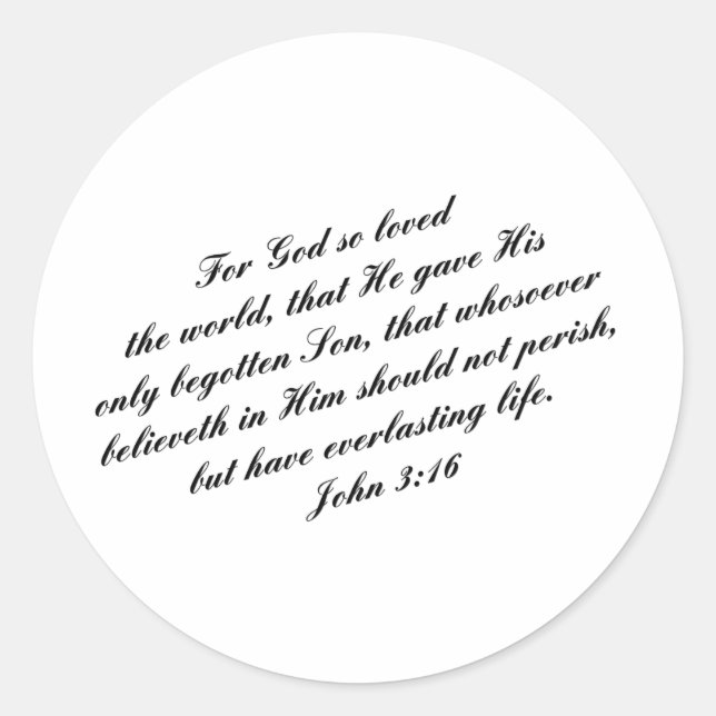 John 3:16 Bibelverse (KJV) Runder Aufkleber (Vorderseite)