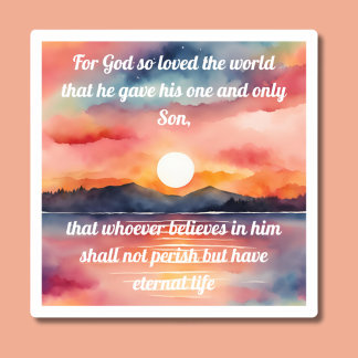 John 3:16 Bibelverse Sunset Waterproof Aufkleber