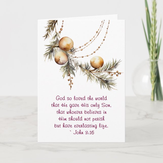 John 3:16 Bible Verse Christlich Gold Weihnachten (Vorderseite)